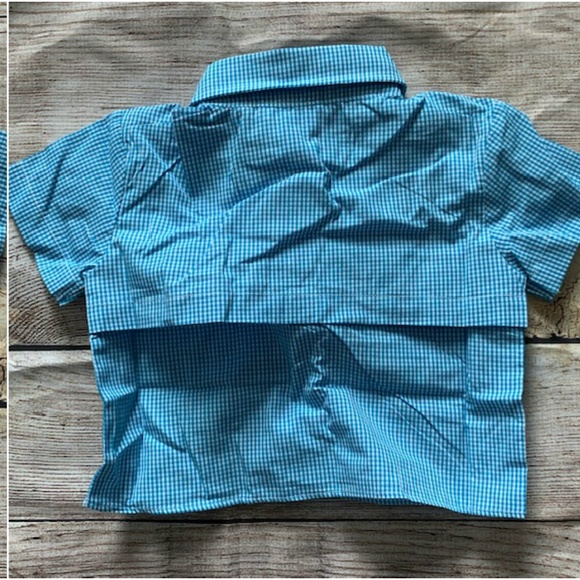 Aqua Gingham Fishing Style Shirt - Picture 2 of 2